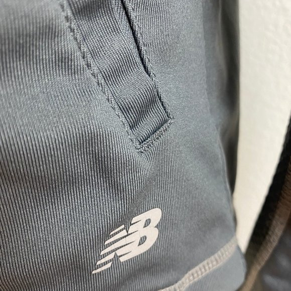 New Balance Gray Jersey Knit Track Jacket Zip Front Waffle Under-Sleeves Size SM - Picture 4 of 10
